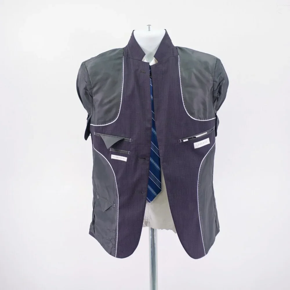 Lineage Polyester Rayon Spandex Striped 2 Button Blazer 36S‎